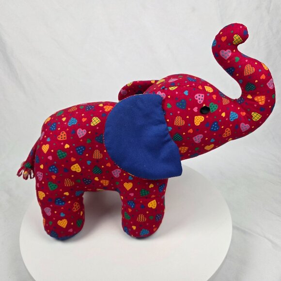 Abstract heart art Elephant Handmade Plush Animal Nursery Toy Decor 12" Tall - Picture 4 of 7